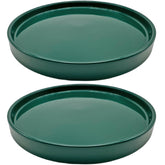 Yukfona ceramic plant saucer tray 7-inch green front view