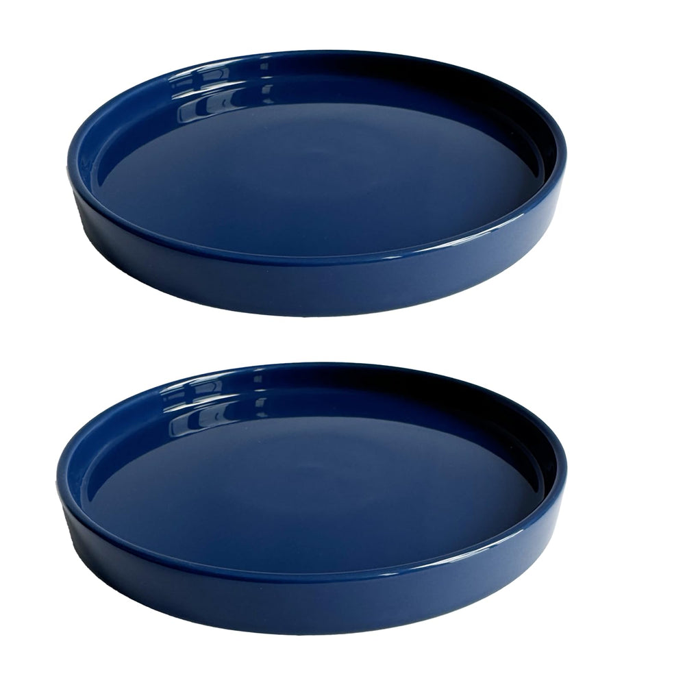 Yukfona ceramic plant saucer tray blue front view