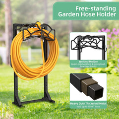 Yumatum garden hose holder in outdoor setting
