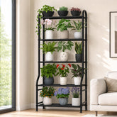 Yutrchey 5-Tier Metal Plant Stand front view, black finish