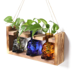 YYHglass Skull Planter Vase Set with three glass bottles
