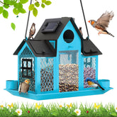 YYWMWM Solar Bird Feeder House, blue, side view