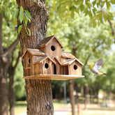 YYYUAN Wooden Bird House front view with six compartments