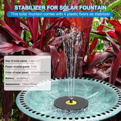 Yzert Solar Bird Bath Fountain with nozzles and fixing devices