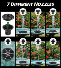 Yzert Solar Fountain with LED lights illuminated at night