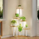Yzosvki Corner Plant Stand front view showcasing 6 tiers with plants