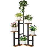 Yzosvki Corner Plant Stand Indoor 6 Tier-Round in rustic brown