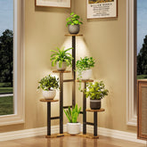 Yzosvki Indoor Corner Plant Stand with grow lights, front view