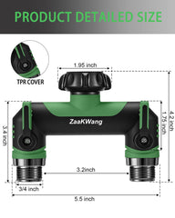 ZaakWang Garden Hose Splitter 2 Way with 360° rotating connector