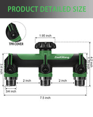 ZaakWang Garden Hose Splitter 3 Way showing 360° rotating connector