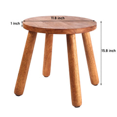 zaowofires Round Solid Wooden Stool used as a plant stand with flower pots
