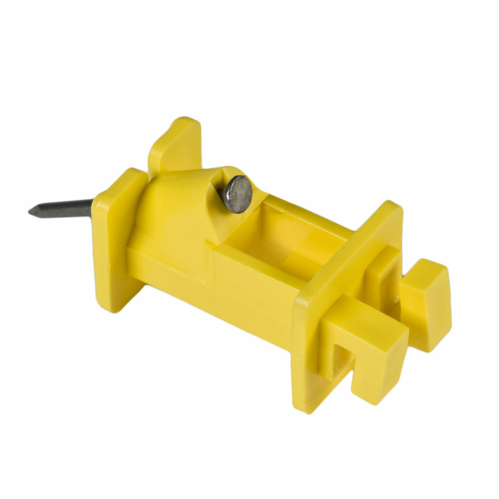 Zareba Slant Nail Insulator pack of 25, yellow colour, front view