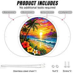 ZAVENIXA Acrylic Jigsaw Puzzle Suncatcher close-up of beach sunset design