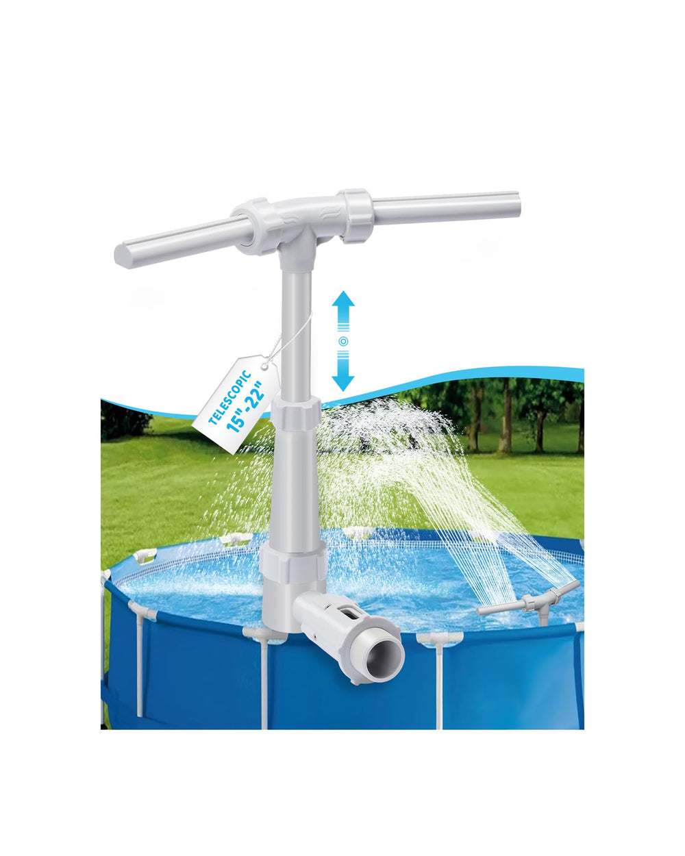 ZCONIEY Pool Fountain front view with adjustable height feature