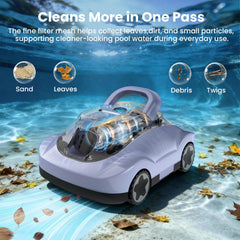 zebary Cordless Robotic Pool Cleaner showing dual suction inlets