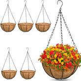 ZeeDix 12 Inch Metal Round Hanging Planter Basket with coconut liner