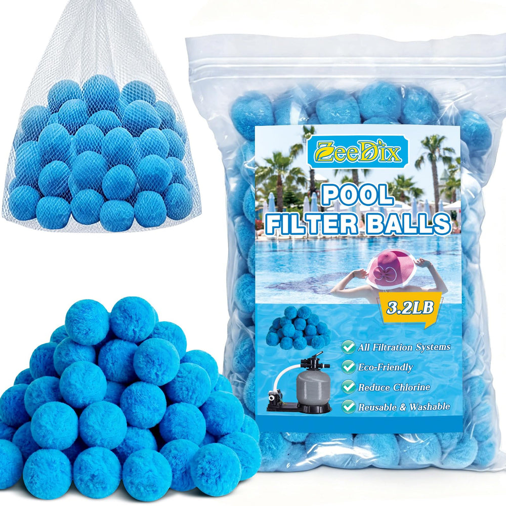 ZeeDix 3.2lbs Pool Filter Balls in blue color front view