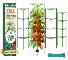 ZeeDix 65 Inch Tomato Cages green model front view with connecting rods