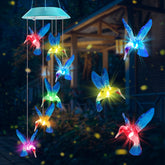 Zeiliuled Solar Hummingbird Wind Chimes front view with colour changing lights