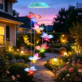 Zeiliuled Solar Wind Chime with colorful butterflies hanging