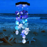 Zeiliuled Solar Wind Chimes front view with white and blue seashells