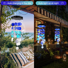 Zeiliuled Solar Wind Chimes hanging in a garden
