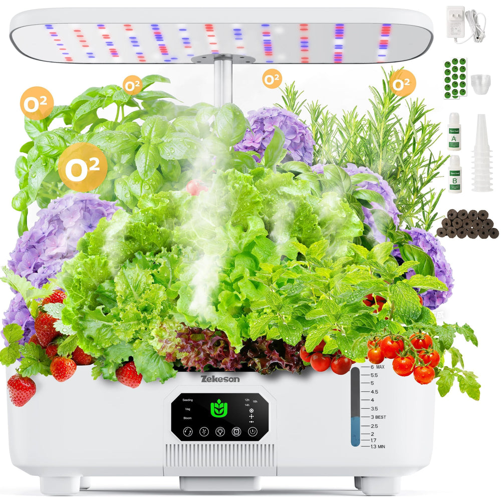 Zekeson Hydroponic Growing System front view with LCD panel