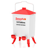 ZenxyHoC 3.6 Gal Chicken Waterer front view with water cups