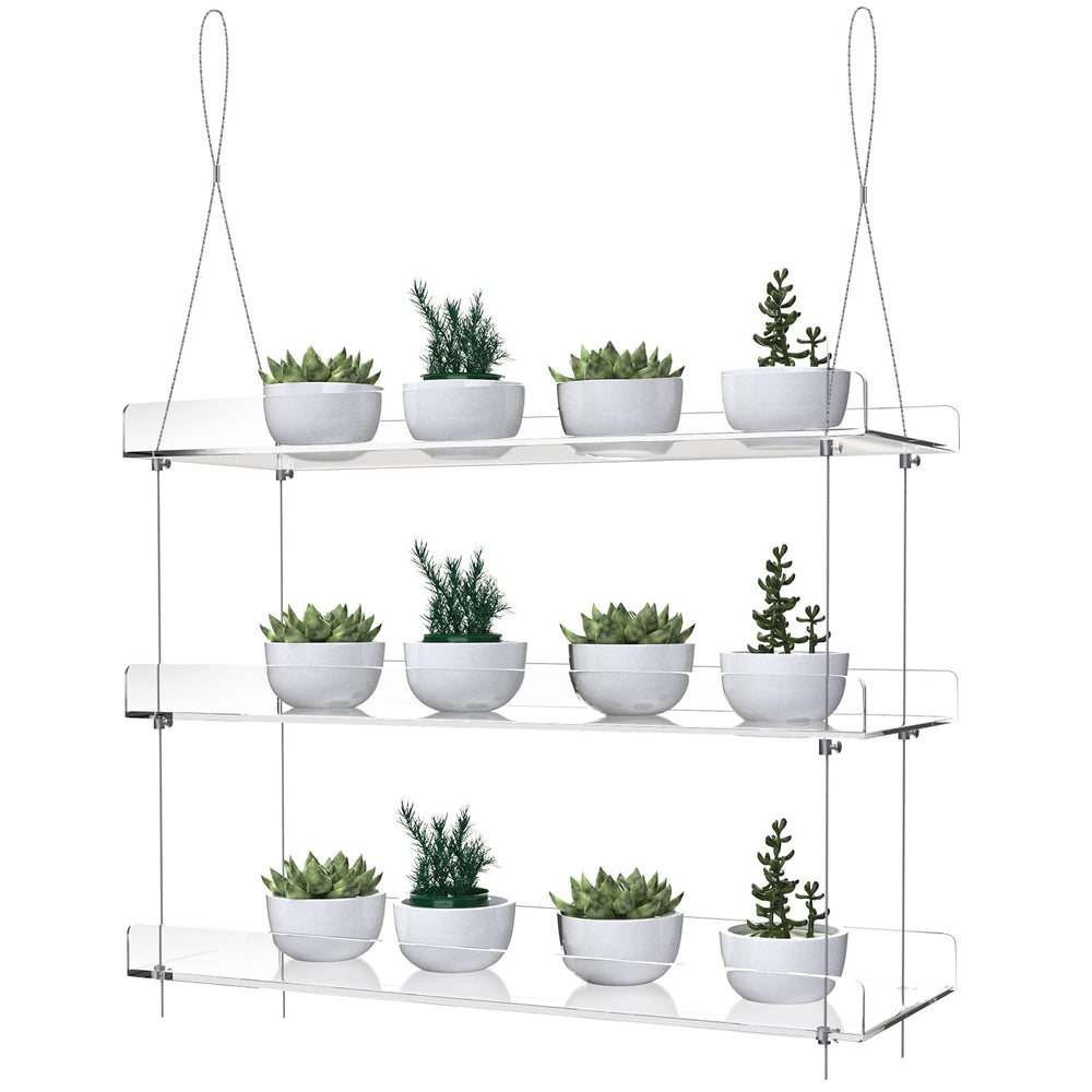 ZerzSemp 3-Tier Hanging Acrylic Plant Shelves front view