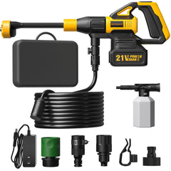 ZestZenith Cordless Pressure Washer front view with hose