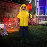 Zesua 4 Ft Life Size Halloween Animatronics Prop front view with red glowing eyes