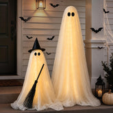 Zesua Halloween large glowing ghost with broom front view