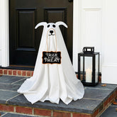 Zesua Light-Up Ghost Dog with Trick or Sign, front view