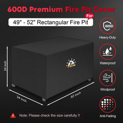 Zettum 52 Inch Fire Pit Cover side view showing buckles