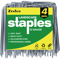 Zevlux 4 inch galvanized landscape staples in box