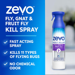 ZEVO Flying Insect Killer Spray back view with safety instructions