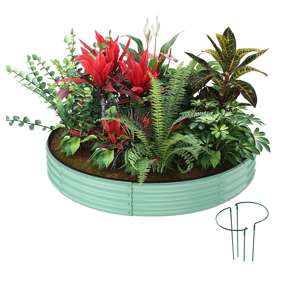 ZFHgarden galvanized metal planter round raised garden bed 3x3x1ft