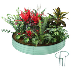ZFHgarden galvanized metal planter round raised garden bed 3x3x1ft