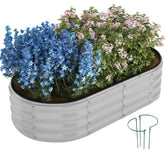 ZFHgarden Galvanized Planter 4x2x1FT gray front view