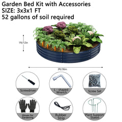 ZFHgarden metal planter with soil and plants