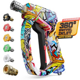 Zhevebaga Short Pressure Washer Gun 360° swivel inlet front view