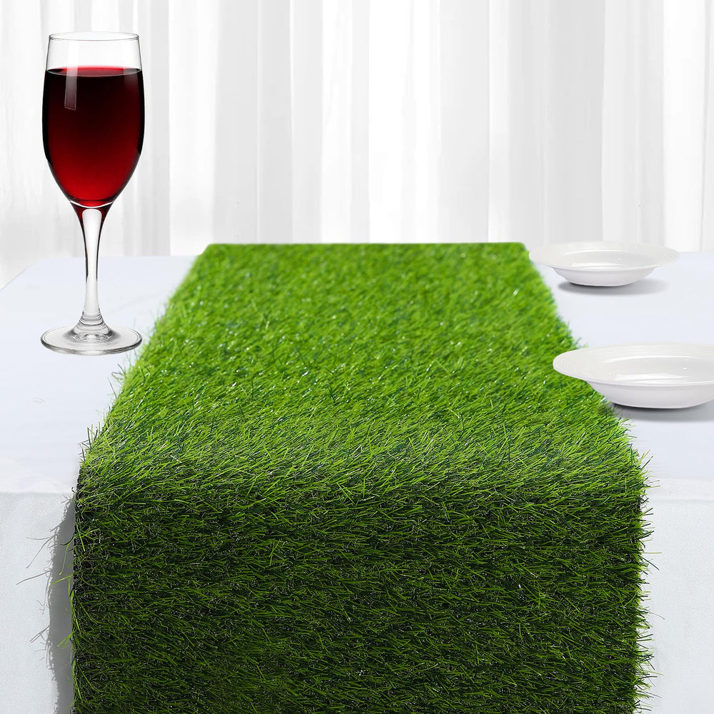 ZHOUXITU 13x36 in artificial grass table runner front view