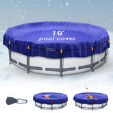 ZHSX 10ft Round Winter Pool Cover, blue fabric front view