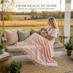 ZICOTO beach blanket draped poolside with a drink