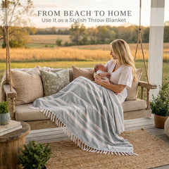 ZICOTO beach blanket folded neatly, highlighting its compact size