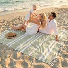 ZICOTO Extra Large Beach Blanket in sage colour, front view
