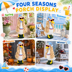 Zixumild goose wigs on outdoor statue in garden