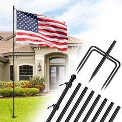 ZMTECH 10 FT flag pole with 5 prong base in black
