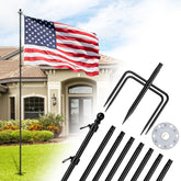ZMTECH 10 FT flag pole with solar light in black