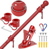 ZMTECH 6 FT flag pole kit with adjustable length and red finish